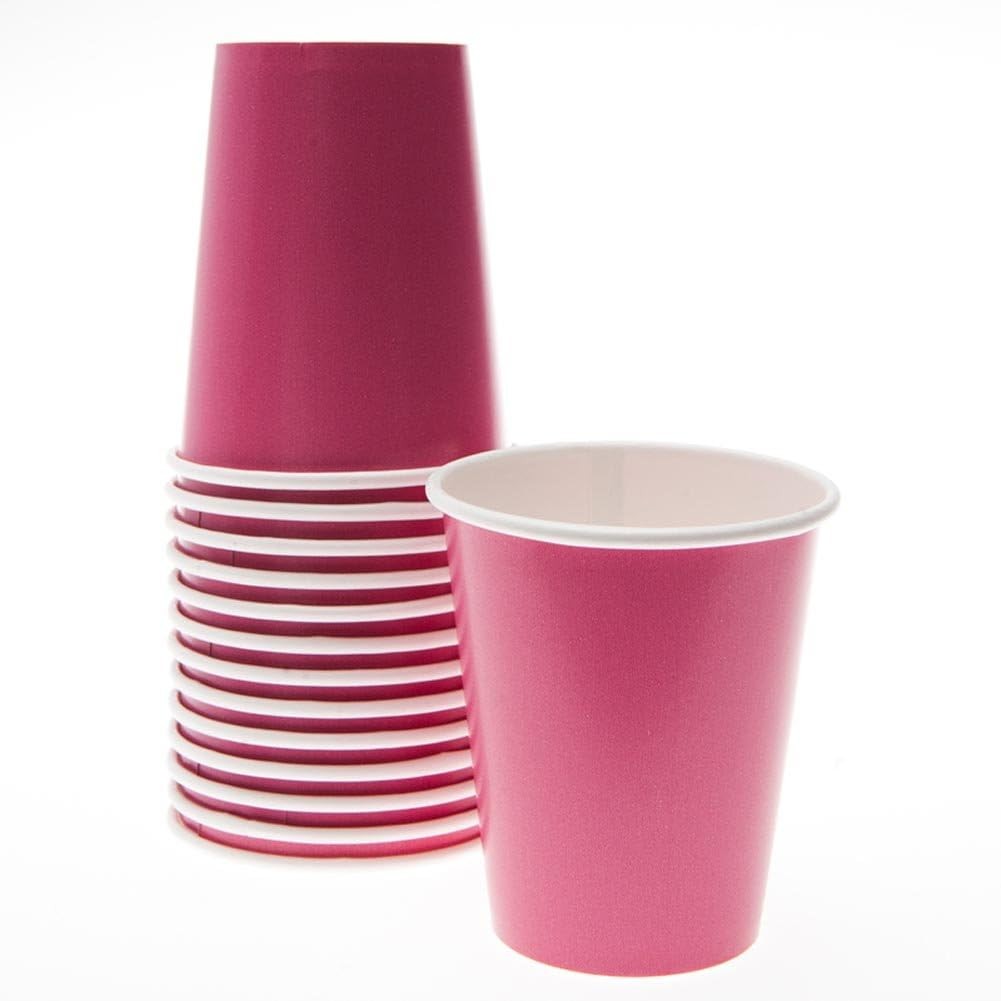 Paper Cups 12 oz Hot Pink - Set of 10 for All Occasions & Events