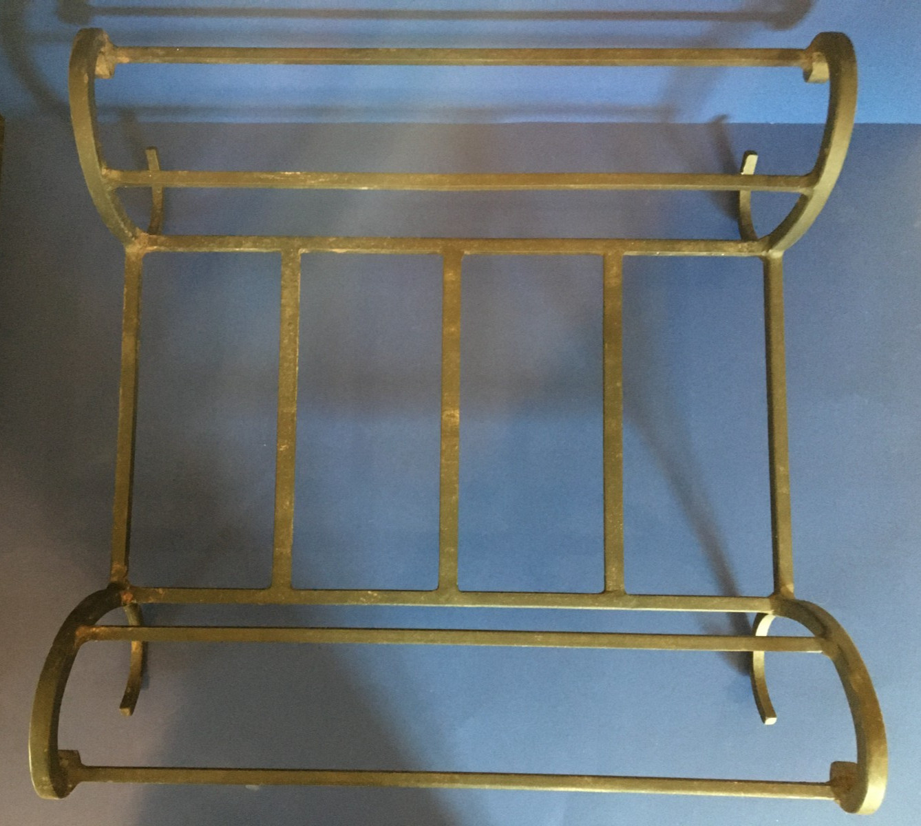 c.2000 ❅Black Rod Iron❅ Vintage Fireplace ~POTTERY BARN~ 18" Log Holder ☆SONOMA☆