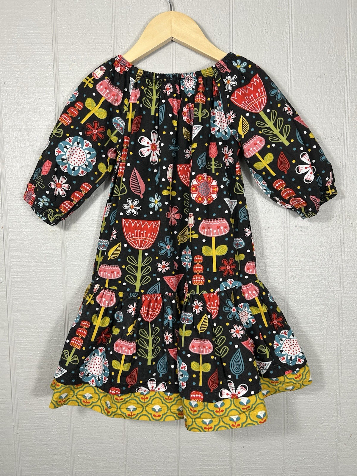 Jelly The Pug Girls 4T Poplin Fiesta Mindy Floral Boutique Dress Black EUC