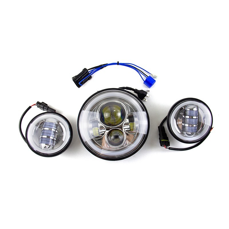 7"inch LED DRL Headlight + Passing Lights For Harley Davidson Touring Road King