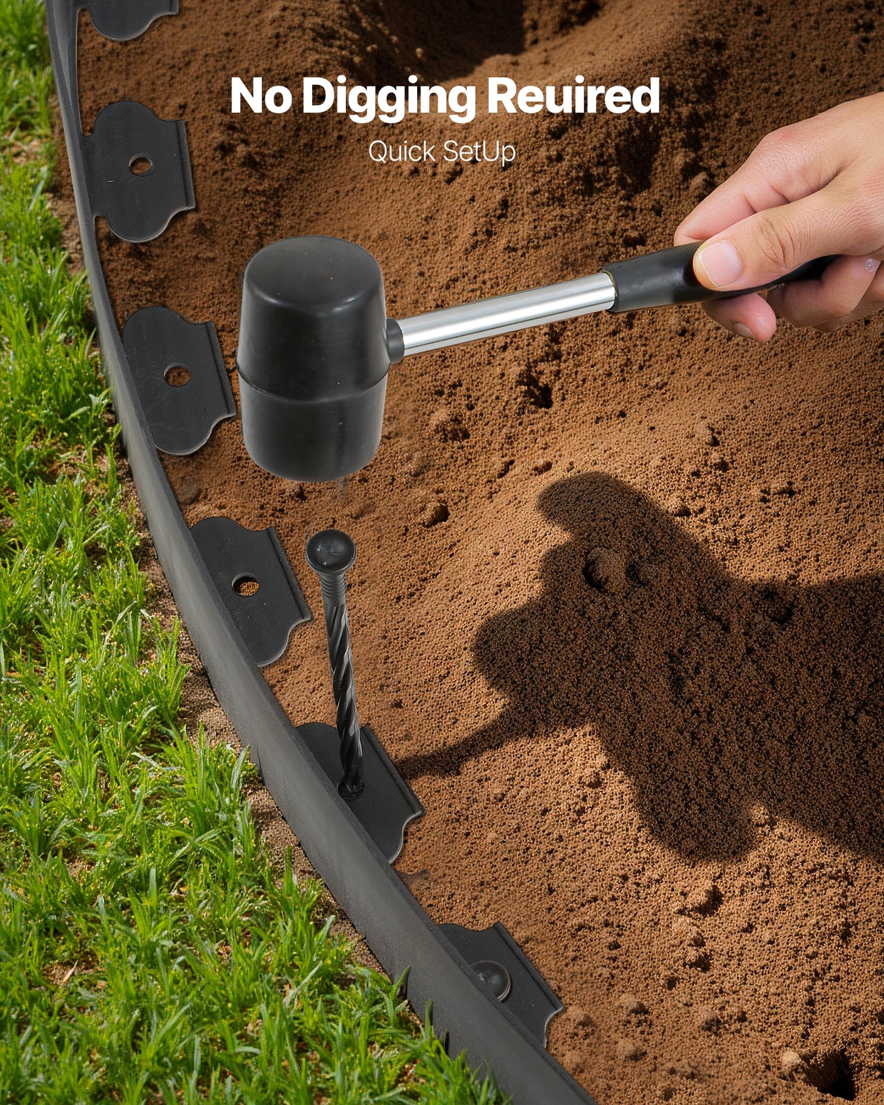 Uimoso 66ft x 4in L-Shaped Durable Plastic Garden Edging Border, No Dig Required