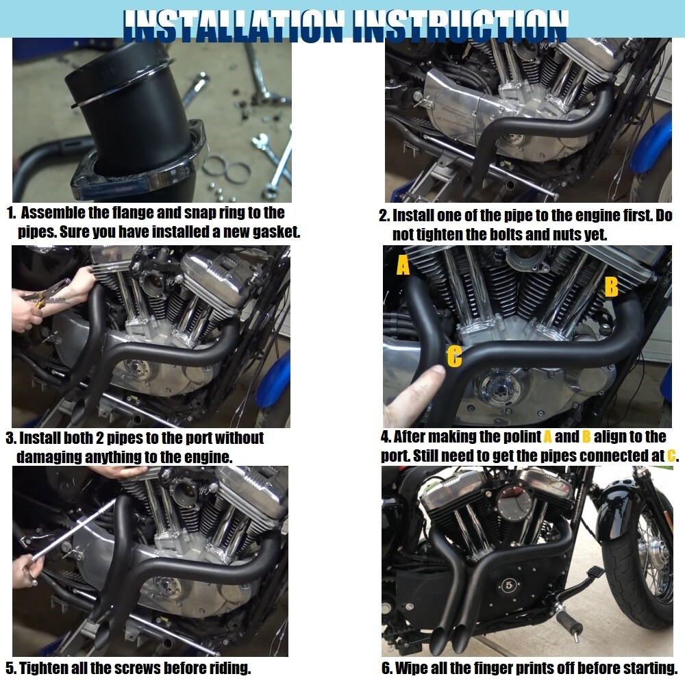 2" LAF Exhaust Pipes w/ Torque Cone for Harley Sportster Dyna Chrome Wrapped