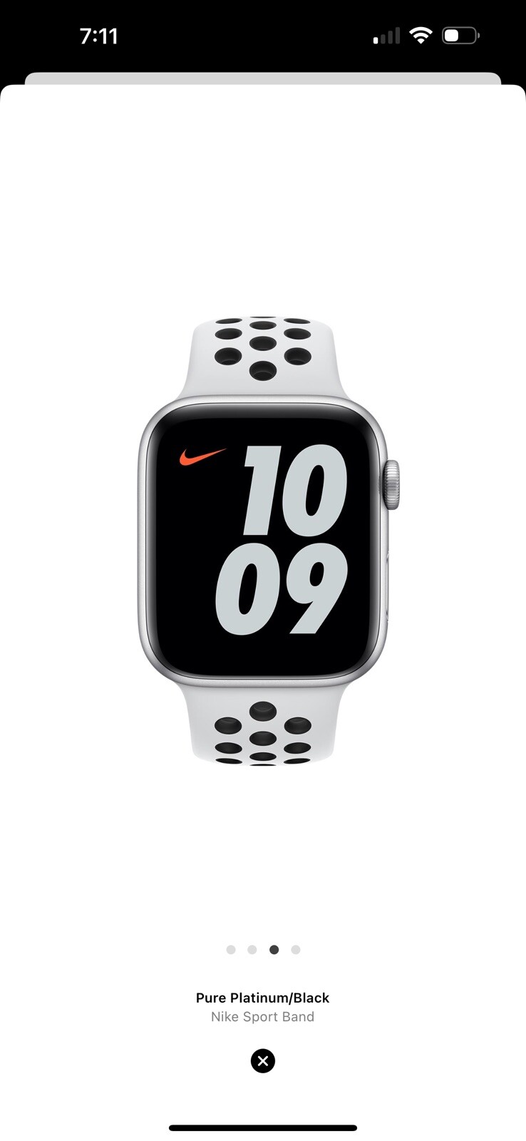 Apple Watch Nike Sport Band 44mm (42/45/46/49) OEM Pure Platinum Blk M/L *B*