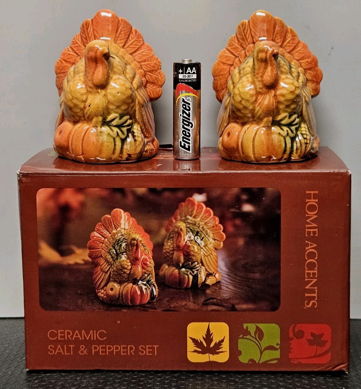 Thanksgiving Turkey Salt And Pepper Shakers Set- Home Accents