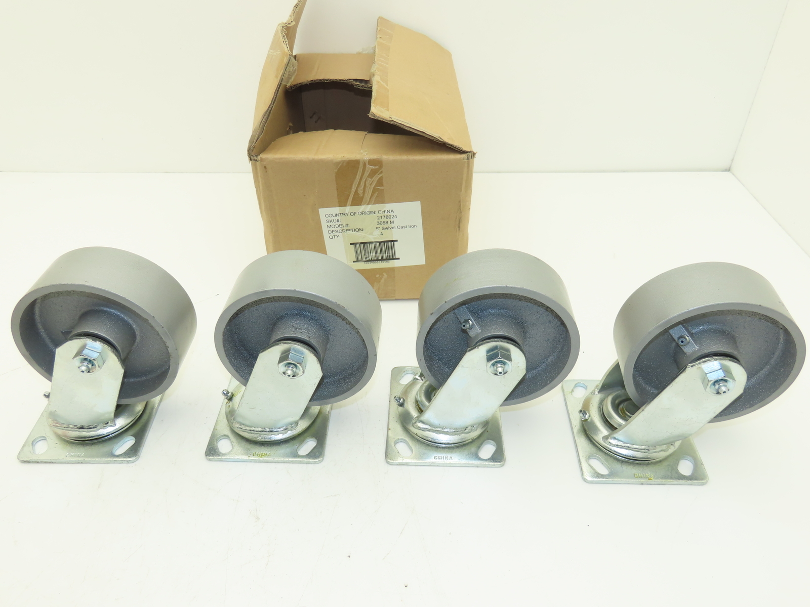 Cast Iron Swivel Caster Wheel 5" Lot of 4