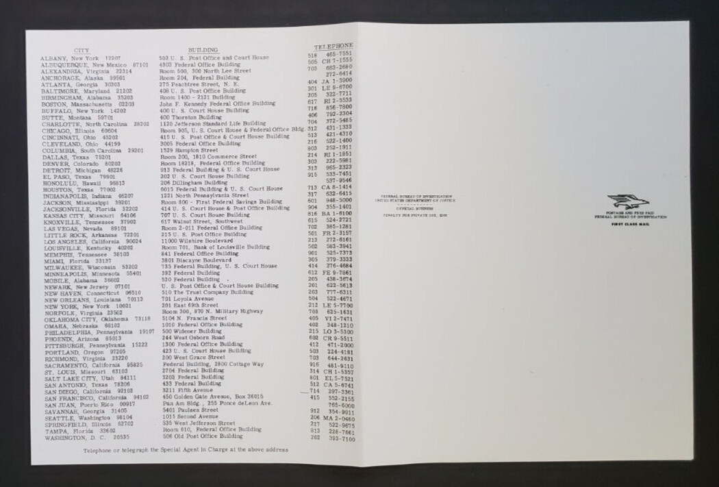 ANGELA DAVIS - 1970 FBI MOST WANTED POSTER - BLACK PANTHER PARTY - CIVIL RIGHTS