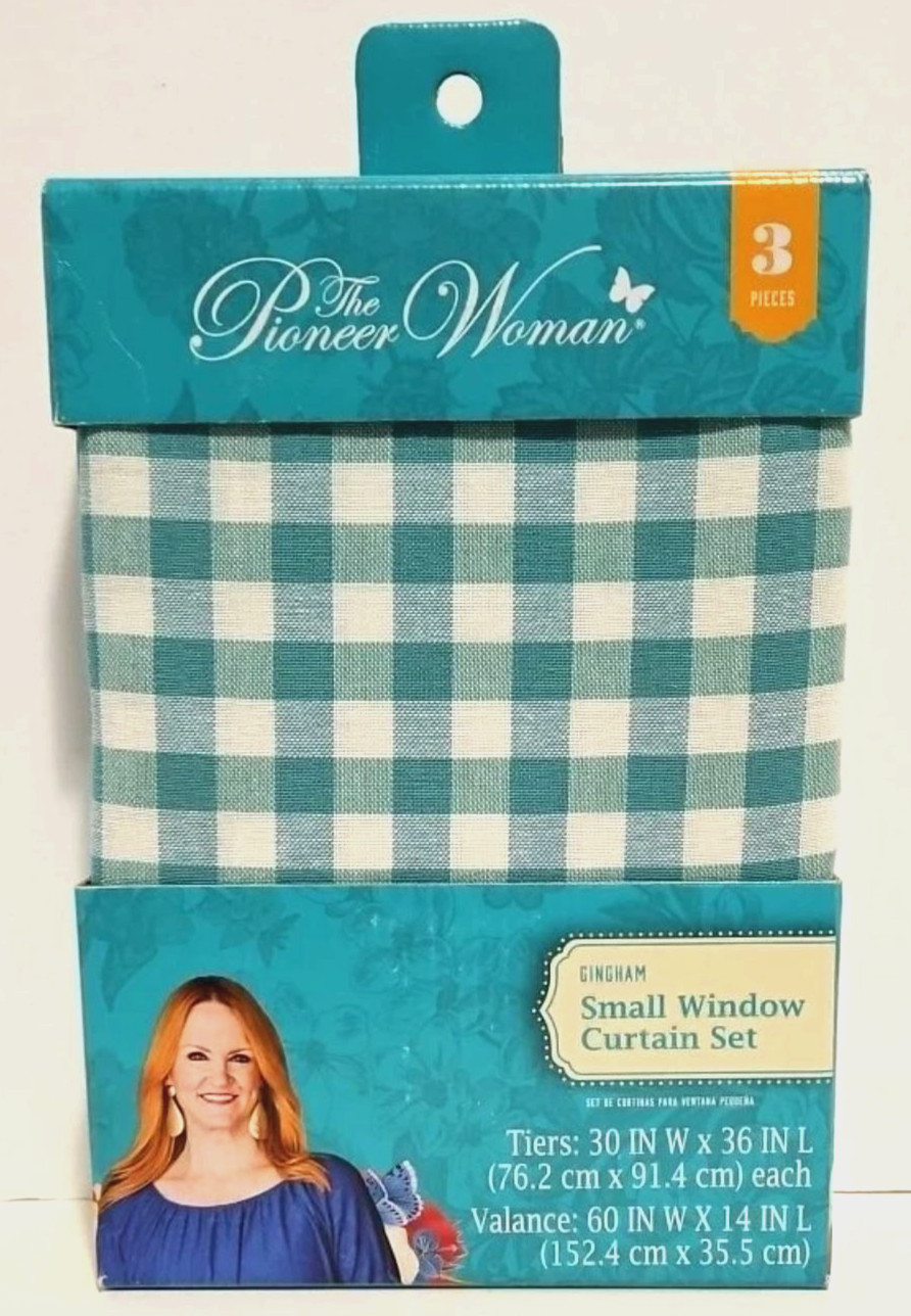 The Pioneer Woman Gingham Small Window Curtain 3 Piece Set