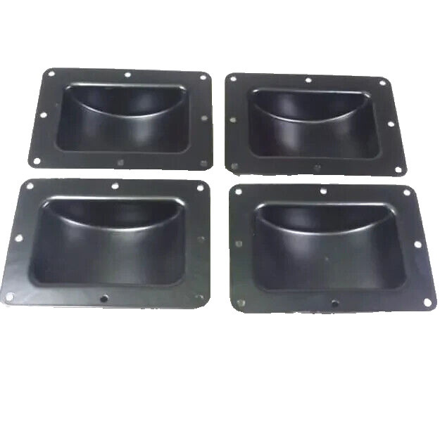 Four (4) Recessed Black Caster Dish 6" x 4" to Fit 3" or 4" Wheels For ATA Cases