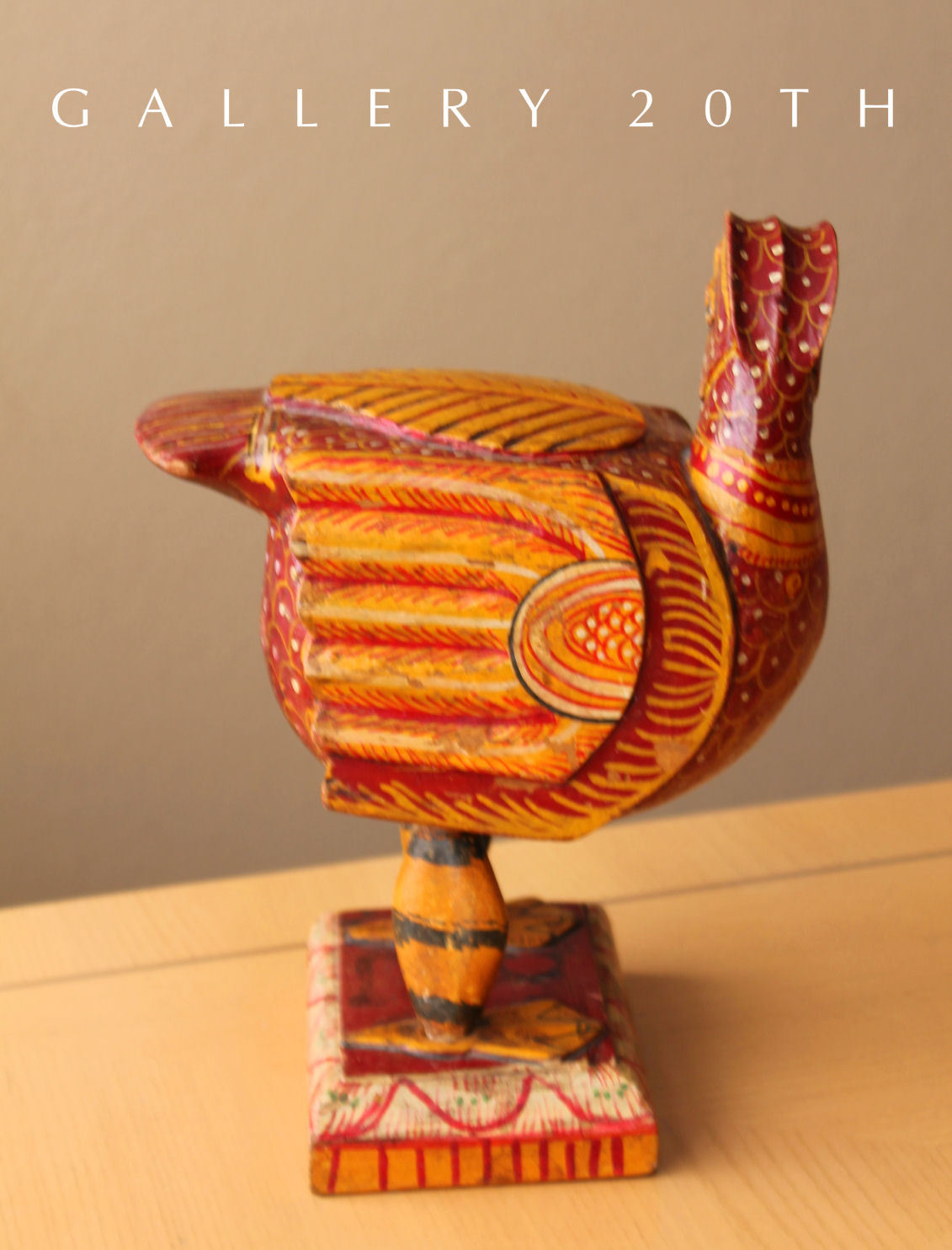 RARE! HINDU POLYCHROME BRAHMAN VAHANAM WOOD GOOSE! SCULPTURE VTG ORIG ART 30'S