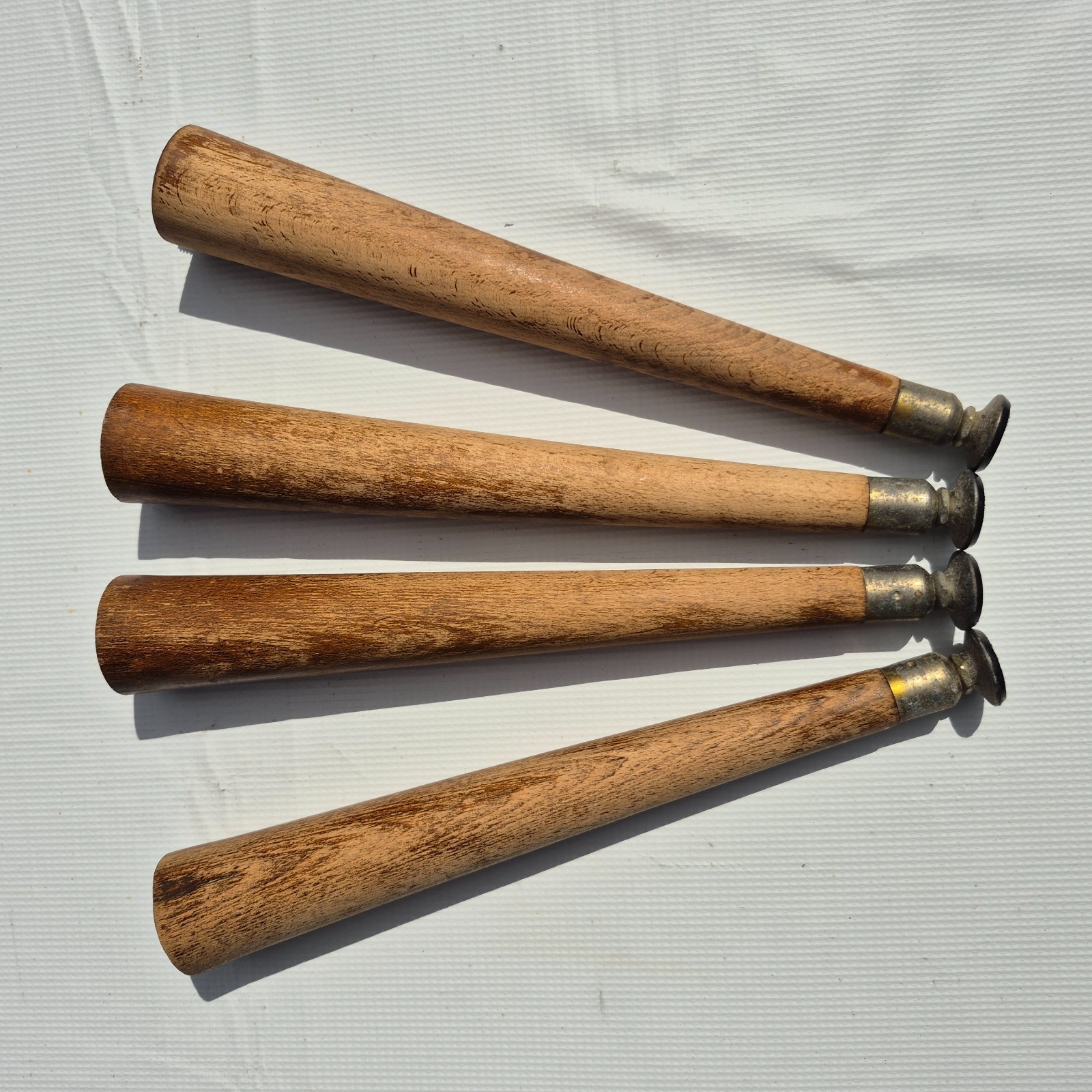 4 Mid Century Modern 12 1/2 Inch Table Legs Tapered, Wood Turned 1950s - 60s