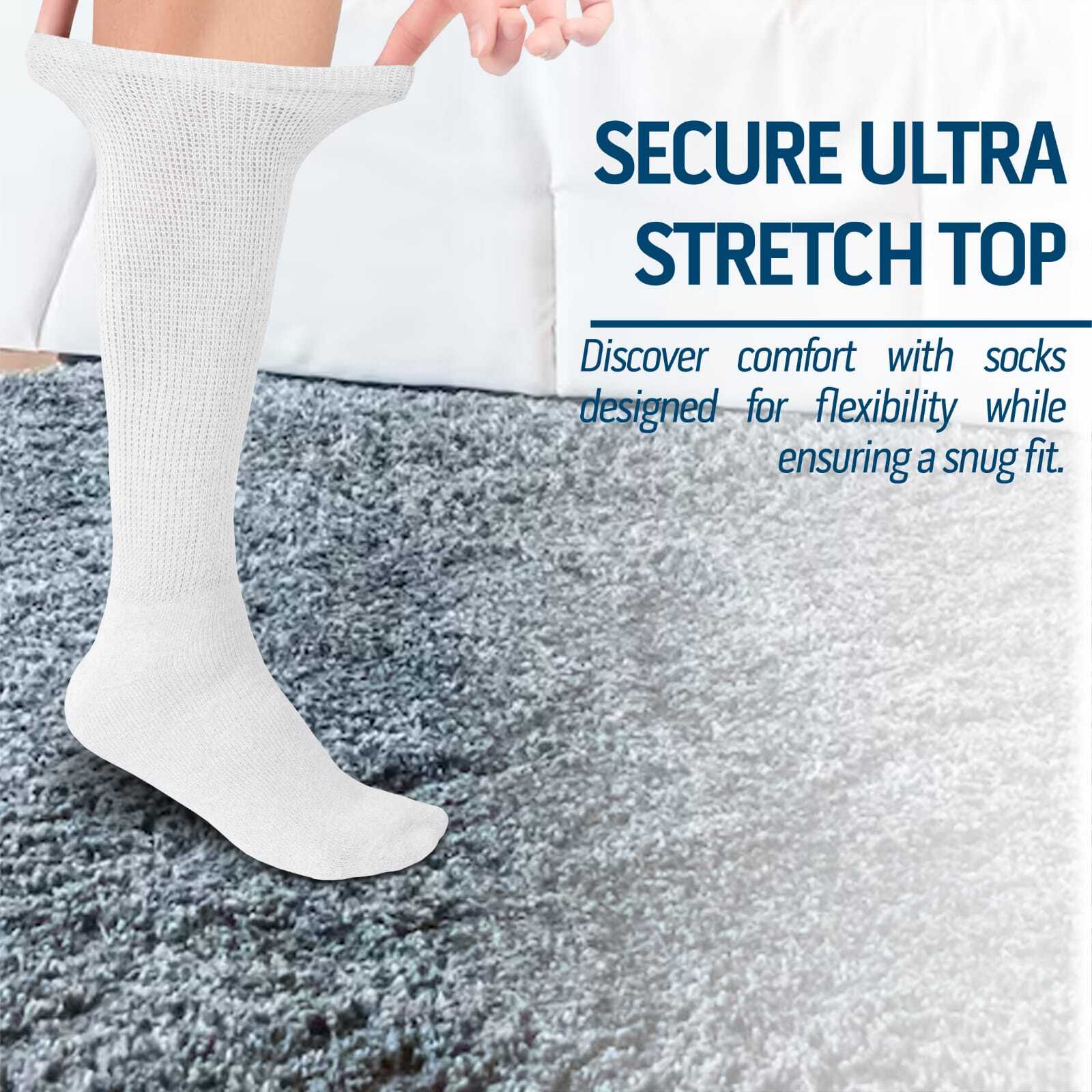 6-12Pairs Men's Diabetic Over The Calf - Knee High Compression Cotton Crew Socks