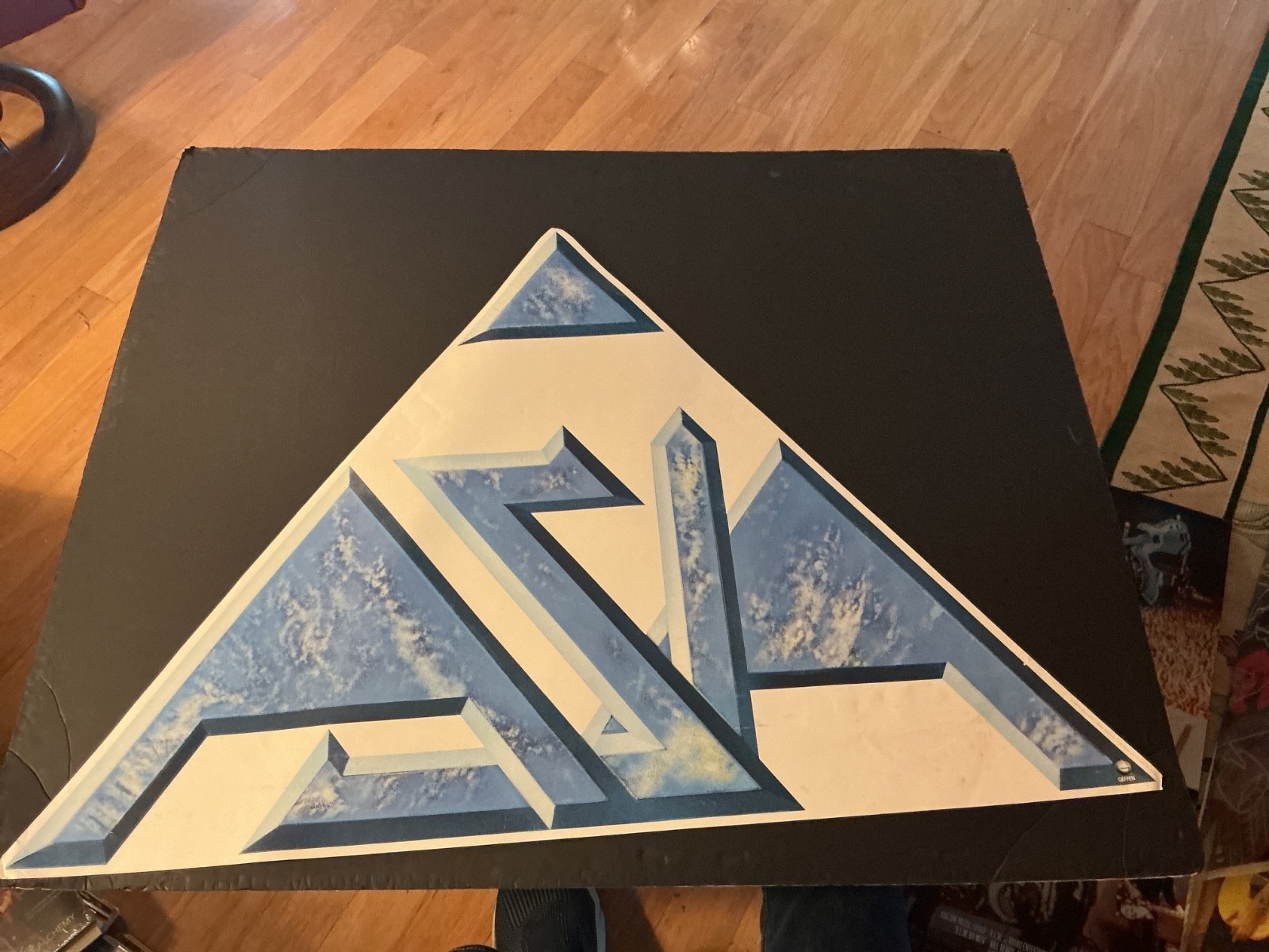 ASIA “THEN & NOW” 1990 triangle SHAPED promo POSTER  29”x34”x29”