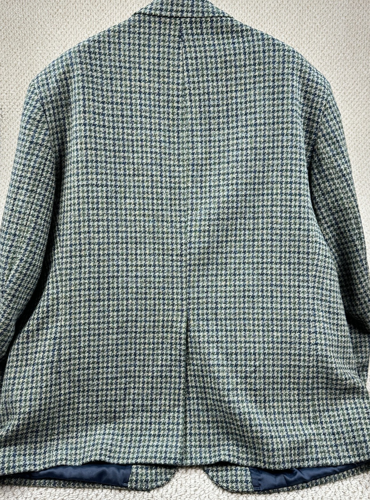 Orvis Harris Tweed Sport Coat Mens 52R Green Houndstooth Blazer Handwoven Wool