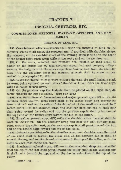 1922 WW I Marine Corps USMC Uniform EGA Insignia & Chevron Regulations Book
