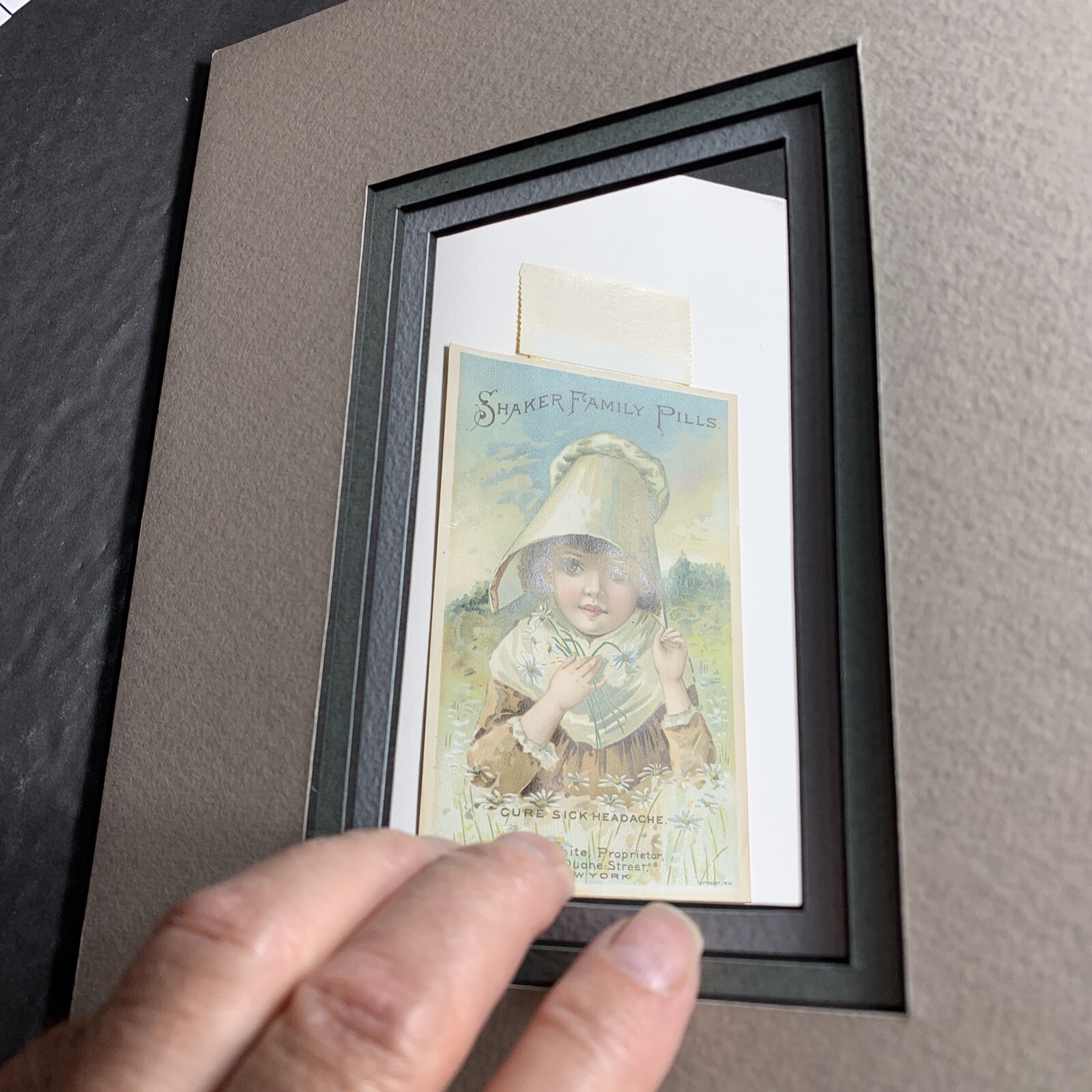 Shaker Family Pills Litho Trade Card 1891 Matted Ready For A Frame