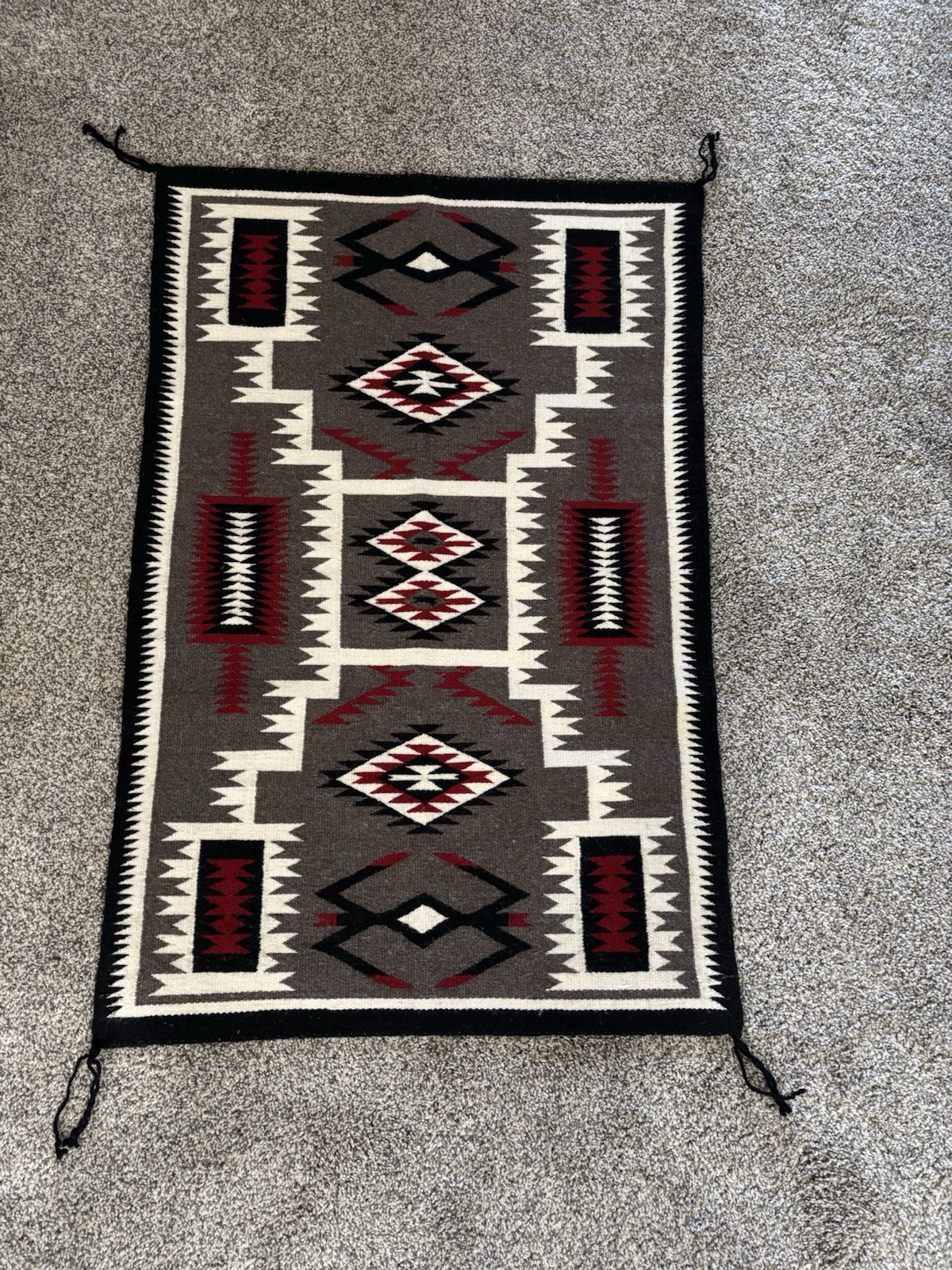 Vintage Navajo Rug Native American Indian Teec Nos Pos Storm pattern 38" X 25"