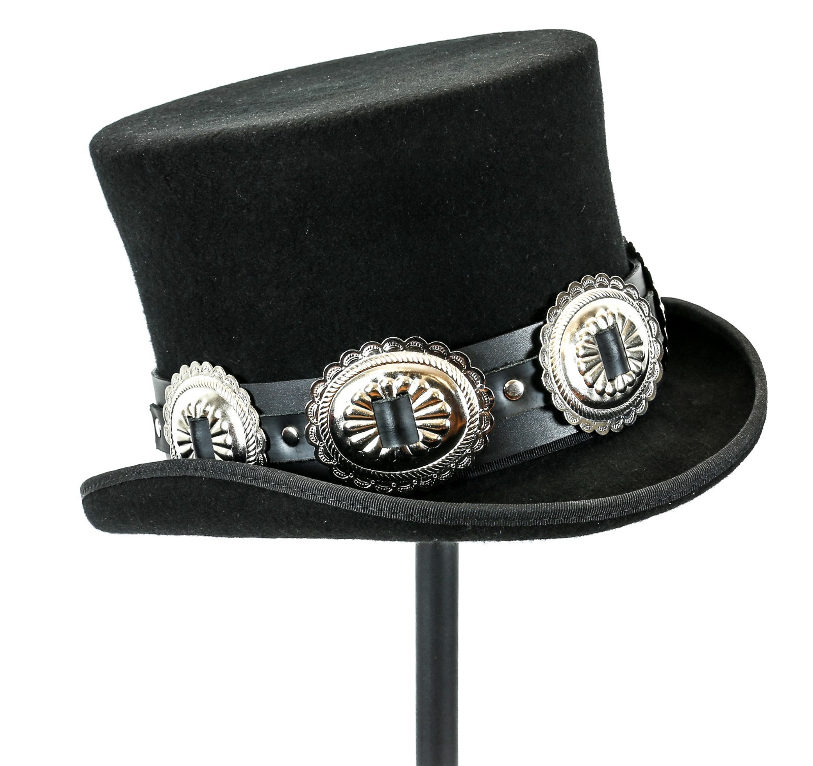 Conch Wool Felt Top Hat Steampunk Topper Victorian Mad Hatter Slash Flat Top