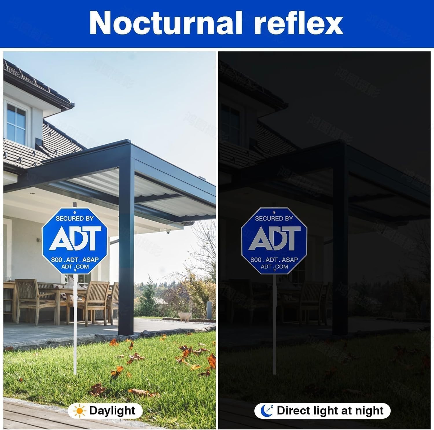 28" ADT Security Sign with Stake & 8 Window Stickers, Weather-Resistant Yard