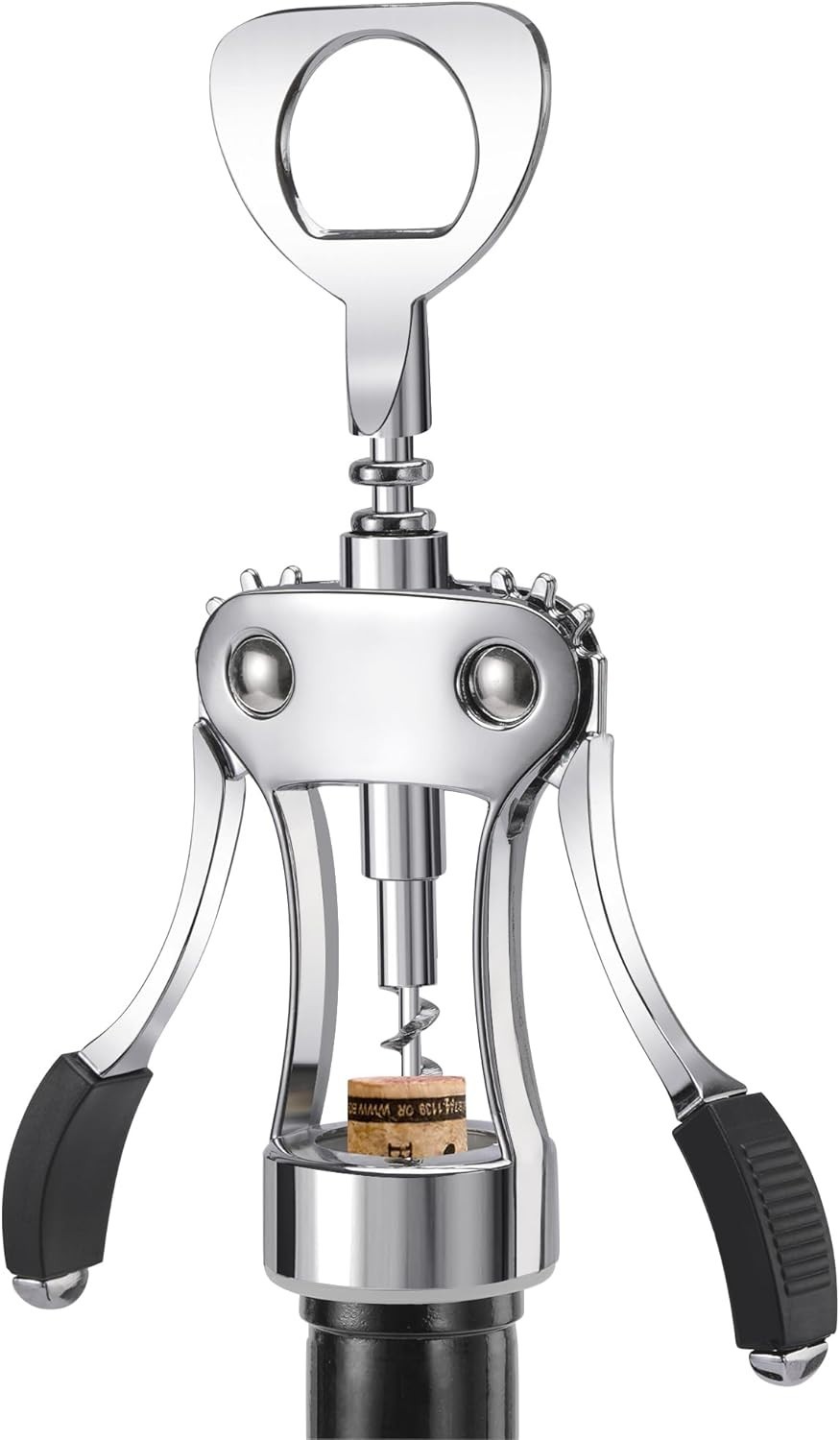 Wine Opener, Heavy-Duty Zinc Alloy Wing Corkscrew, Premium Beer Bottle Opener, M