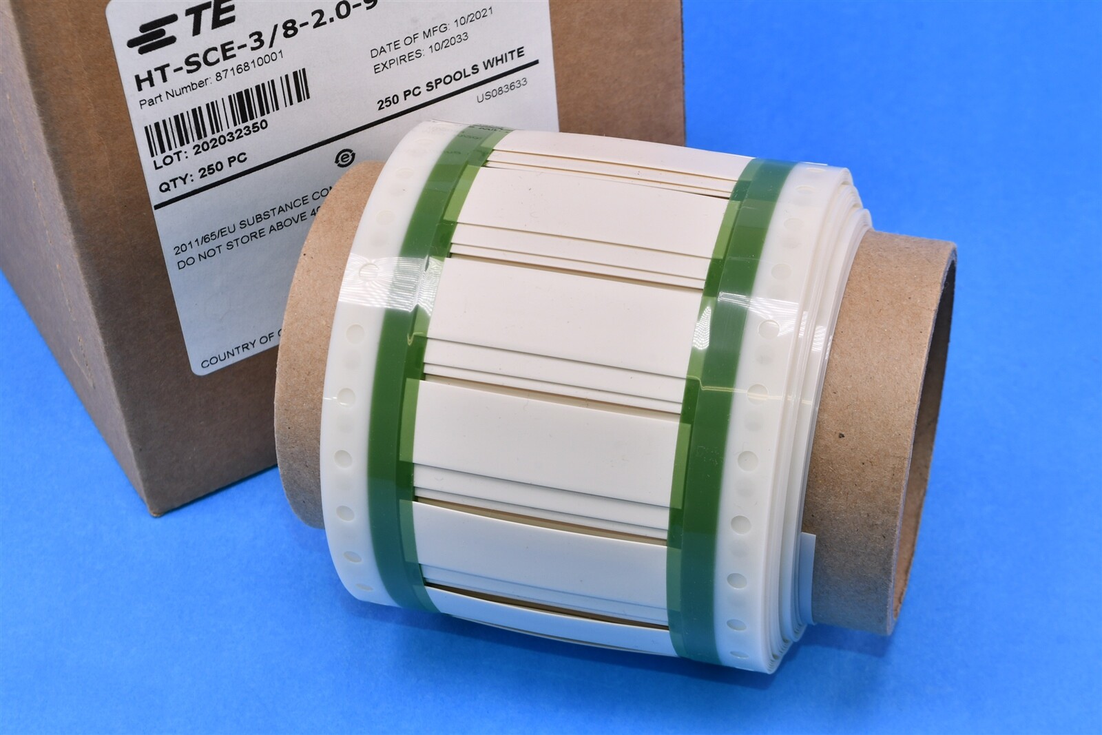 250 TE Connectivity Raychem White Heat Shrinkable Label 0.75" x 1.97"