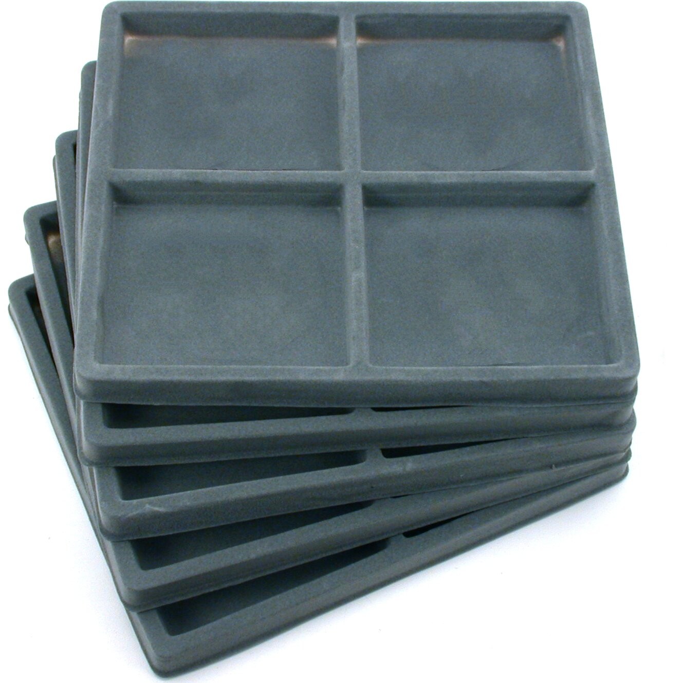 Five 4 Compartment Gray Display Tray Inserts