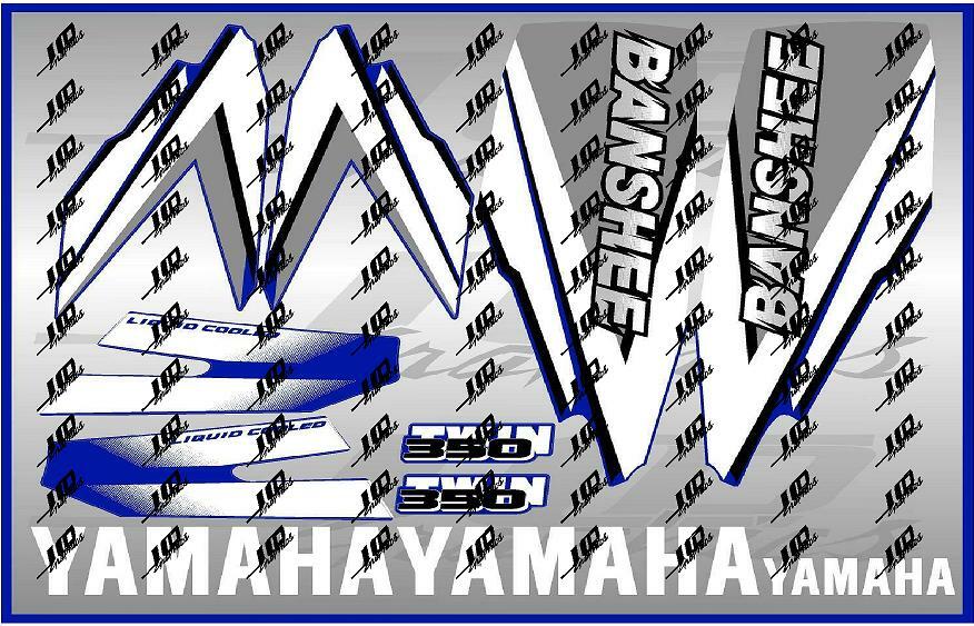 yamaha banshee full graphics decals kit 1999 for blue plastics