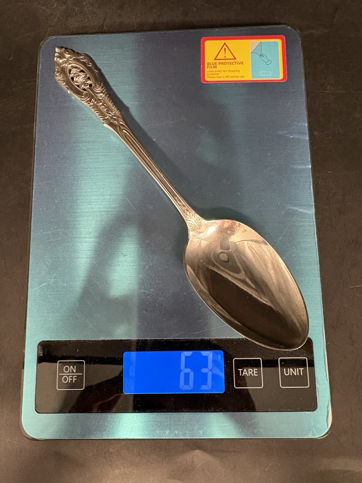 Wallace Sterling Serving Spoon, Rose Point Silver Large Spoon 8 3/8", 63 Grams