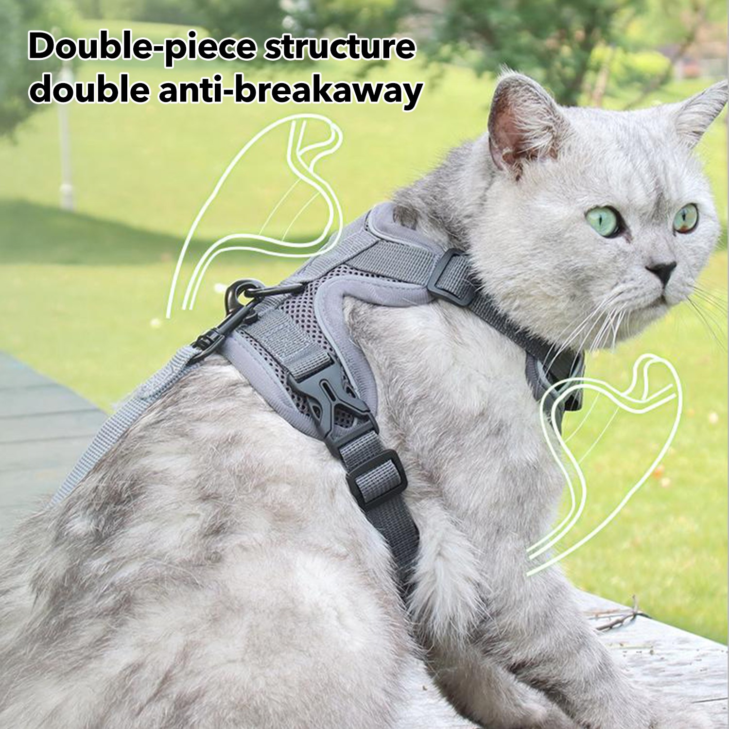 HBN Cat Harness and Leash Set for Walking, Escape Proof Soft Adjustable Vest