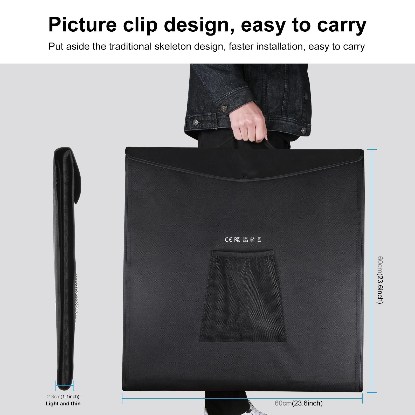 24" Large LED Light Box Photo Tent Dimmable Photography Studio Shooting Portable