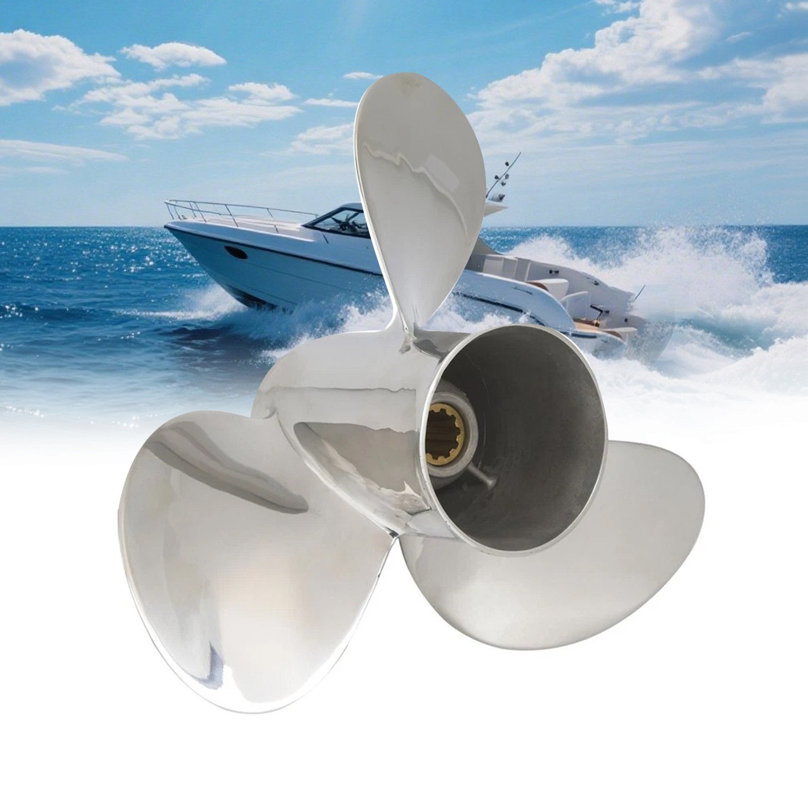 Outboard 9 7/8 x 10 1/2 Stainless Steel Propeller for Yamaha 20-30HP 10 Tooth,RH