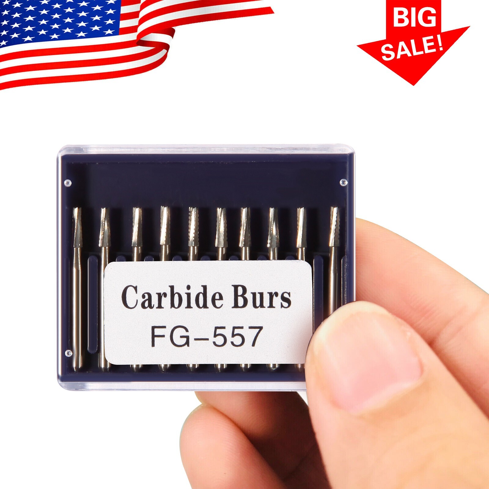 10PCS Dental Tungsten Carbide Steel Burs FG-557 for High Speed Handpiece