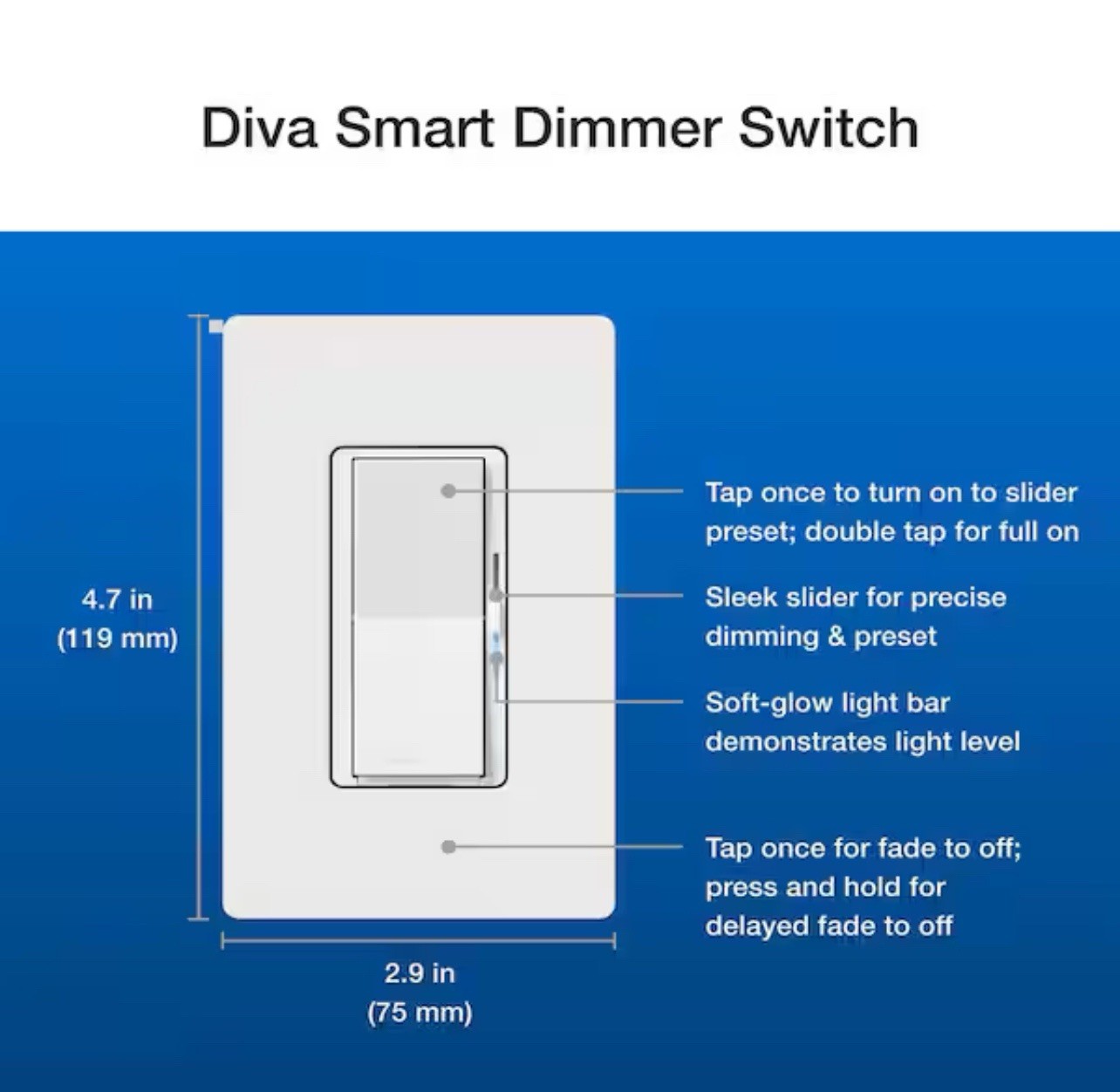 LutronDiva Smart Dimmer Switch Starter Kit for Caseta Smart Lighting DVRF-BDG1D