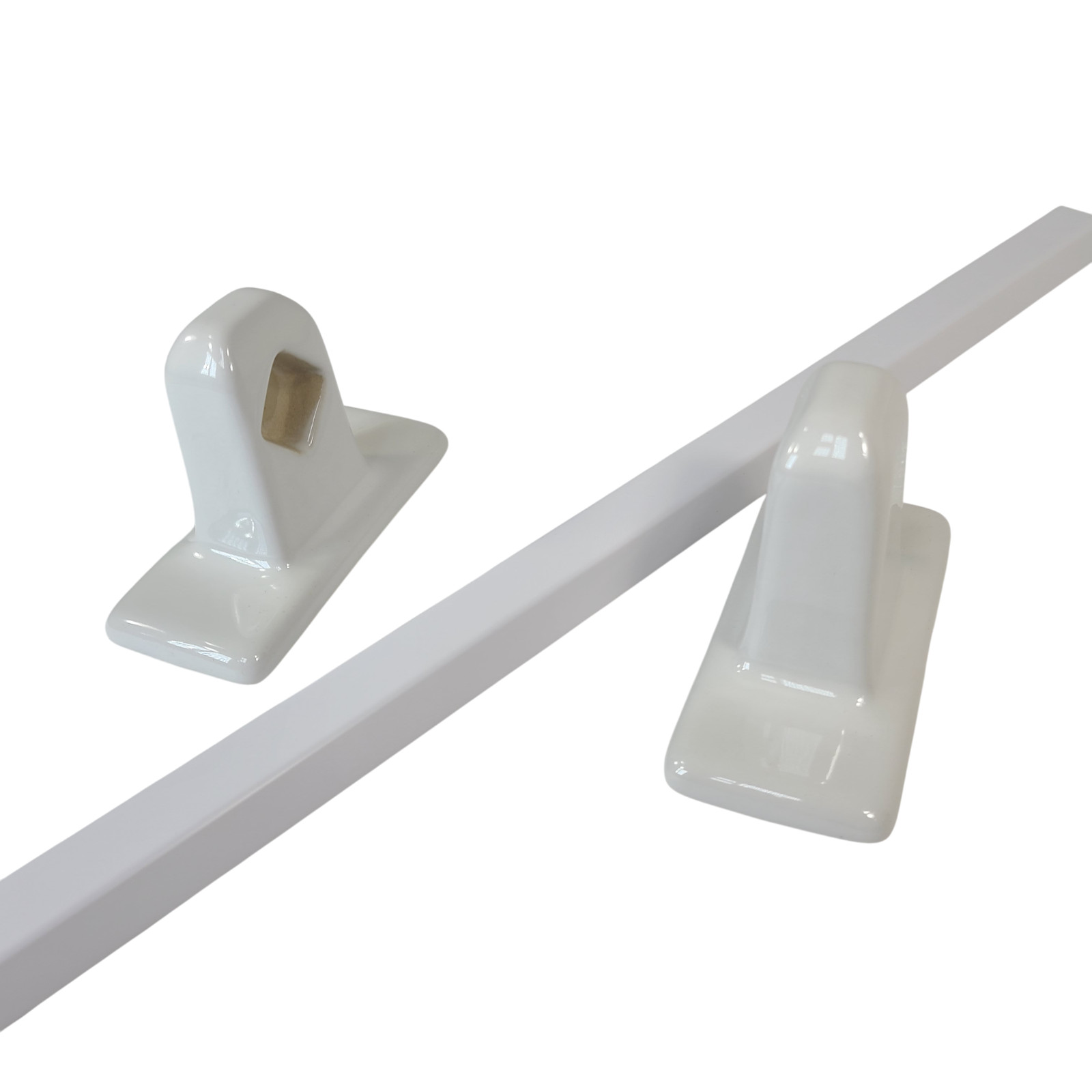 Vintage White Ceramic Tile Towel Rod Rack Post Holder Brackets 24 in Acrylic Bar