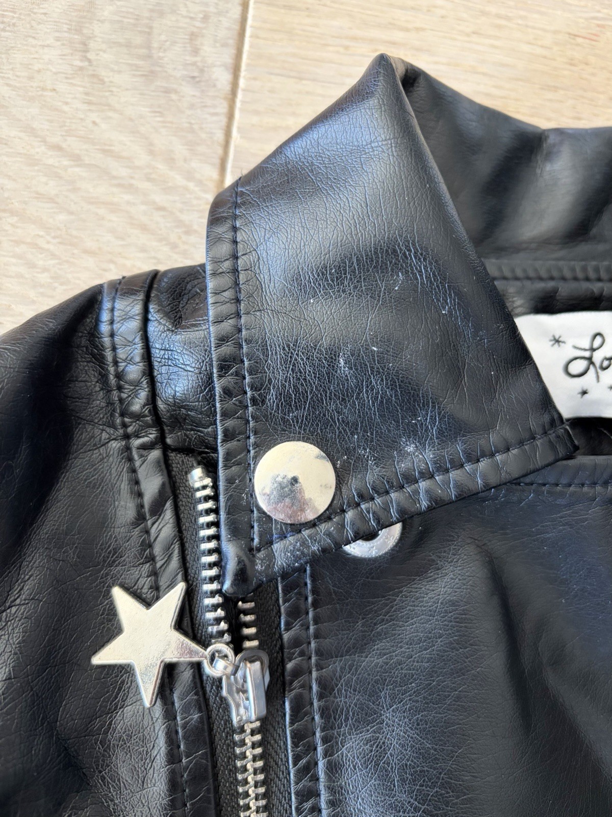 Lola and the Boys Happy Rainbow Vegan Leather embroidered jacket - 6