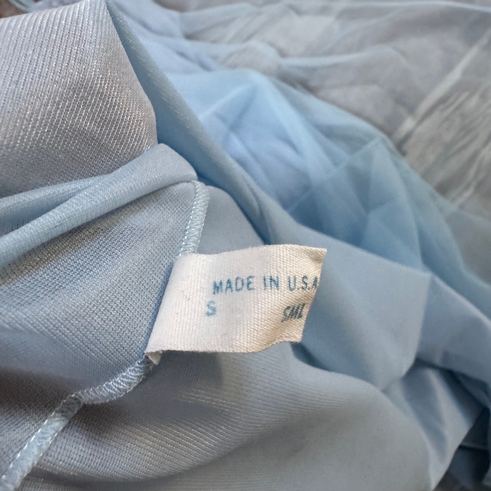 Vintage Van Raalte Blue Sheer Nylon Lace Slip Dress Nightgown 60s Small