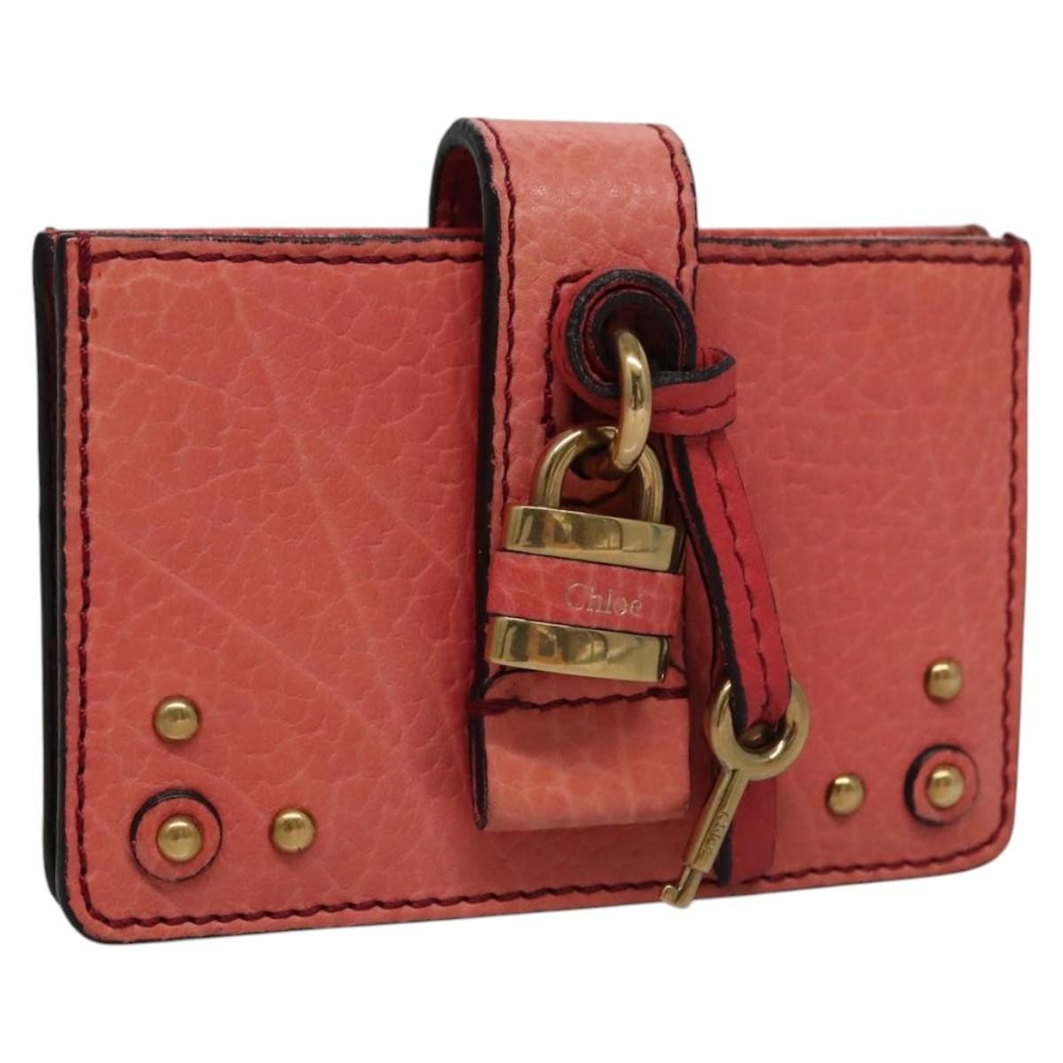 Chloe Card Case Leather Pink Auth 102045V