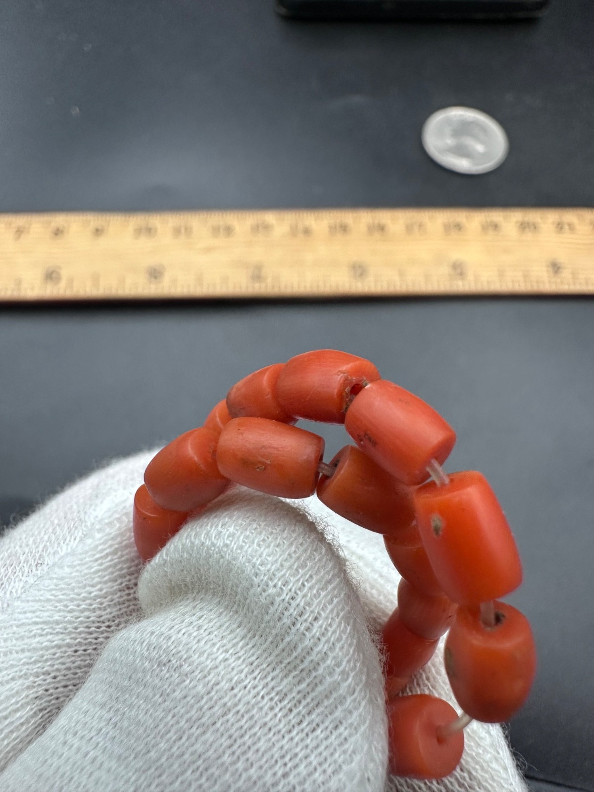 UNDYED Antique BEAD CORAL salmon VTG Mediterranean TIBETAN Japan Mala dZi Chung