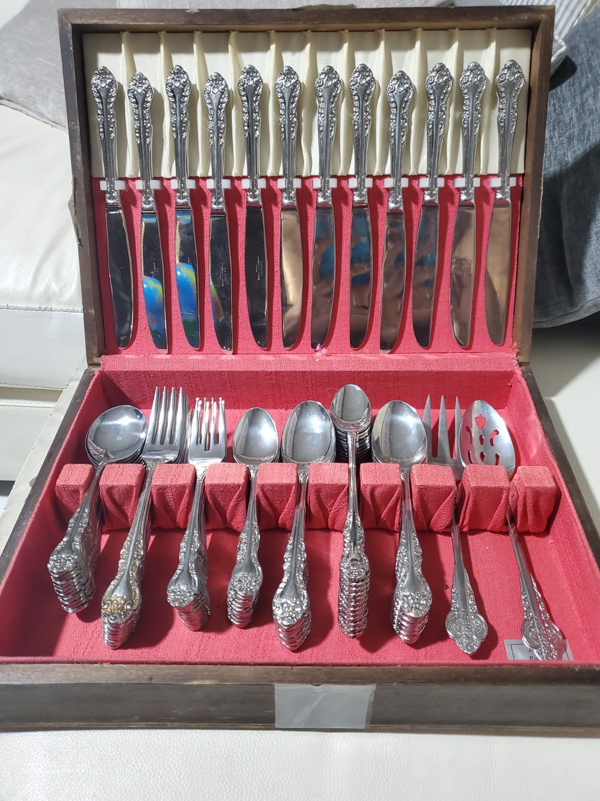 74 pc. Vintage Delco Rosewood Stainless Steel Silverware (Japan)
