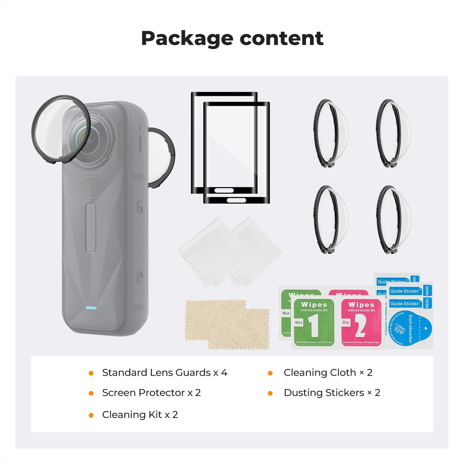 K&F Concept Insta360 X5 Standard Lens Guard w/ Screen Protector Anti-Scratch Cap