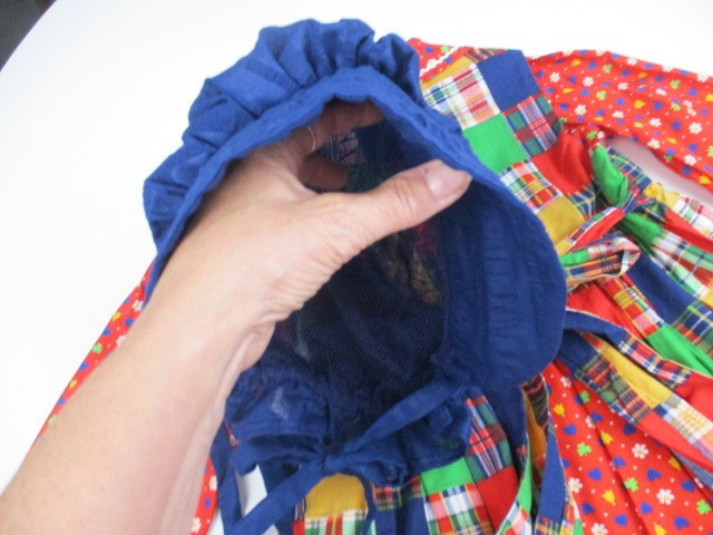 Pilgrim Pioneer Costume Girl Colonial Prairie Dress Apron Bonnet Floral Plaid