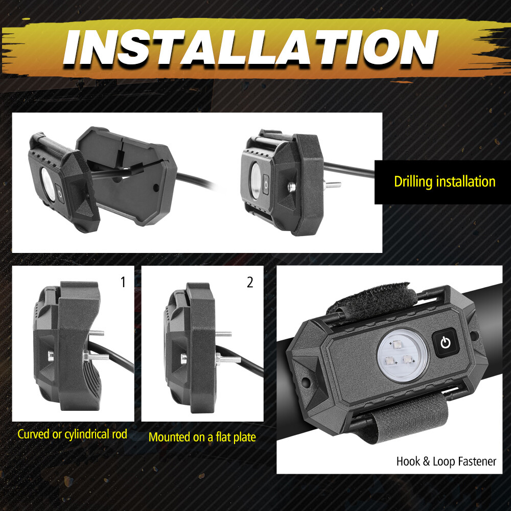 For Polaris Ranger RZR XP 1000 UTV ATV Universal Roll Bar Mount LED Dome Light