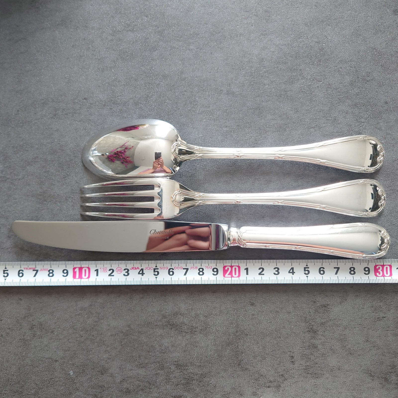 Christofle Rubans 6pcs Flatware Silverplated Table Knife Fork Spoon Excellent