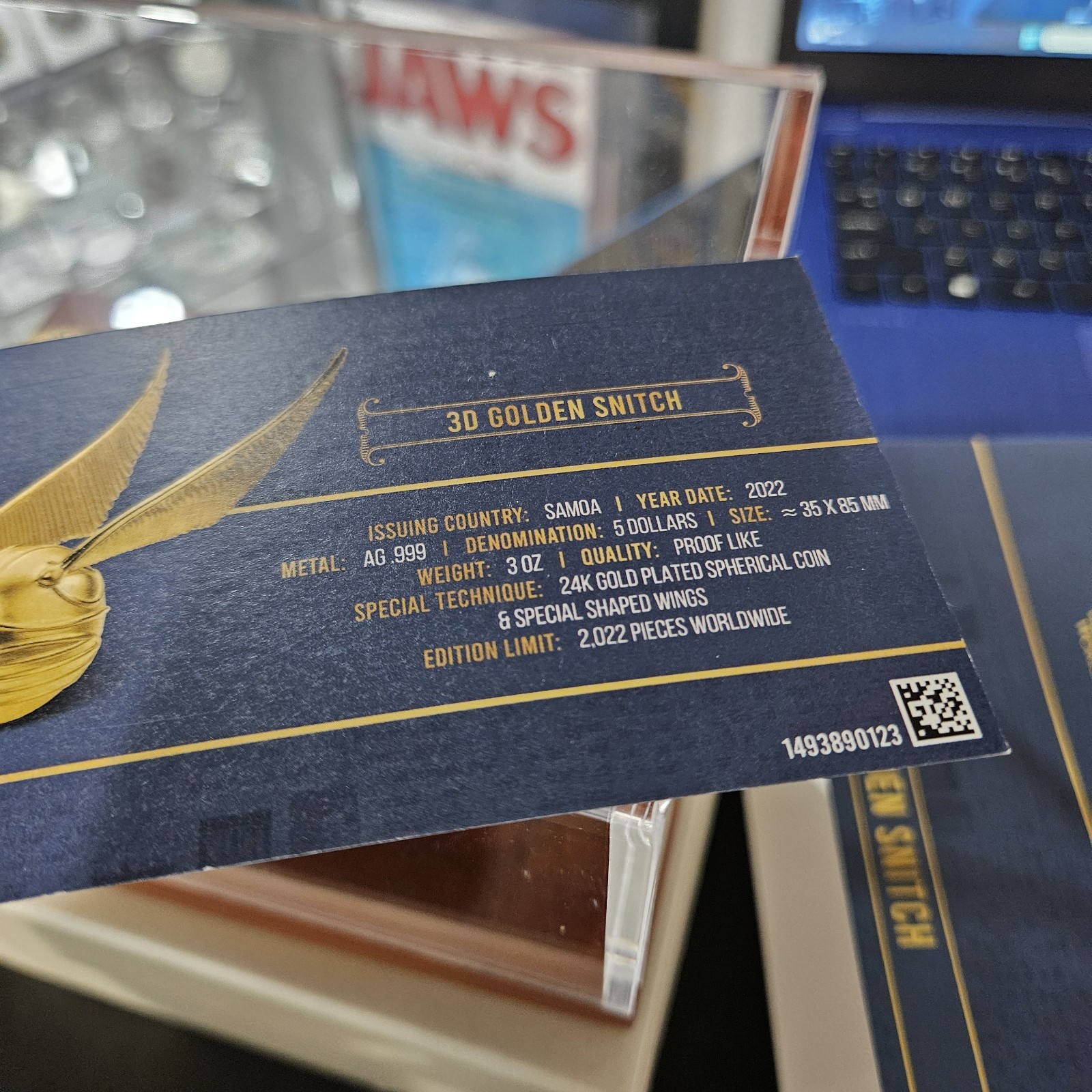 2022 Harry Potter 3D Golden Snitch 3oz .999 Silver 24k GP w/ Display Case