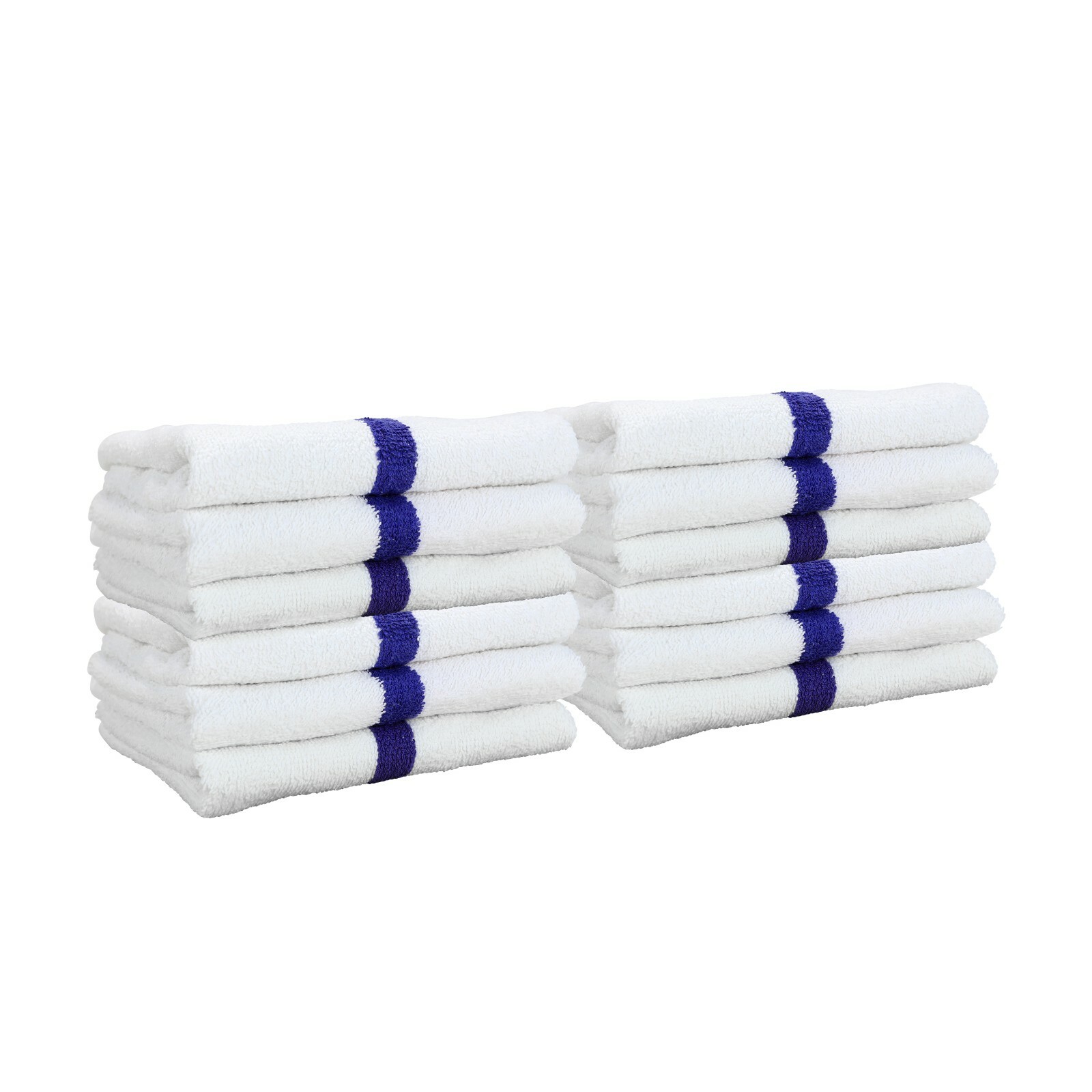 Gym Hand Towels 16x27 - Packs of 12 Absorbent Cotton Striped Workout Spa Towels