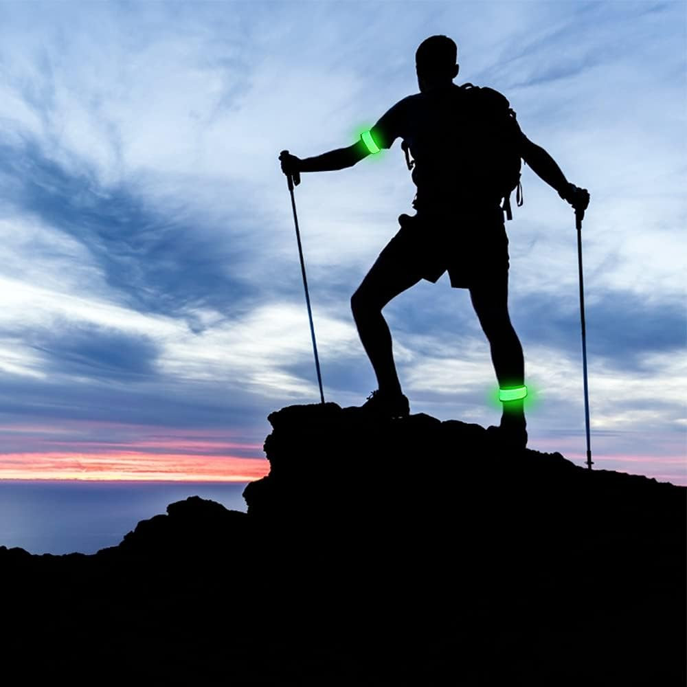 Pack of 6 LED Light up Band Slap Bracelets Night Safety Wrist Band for Cycling W