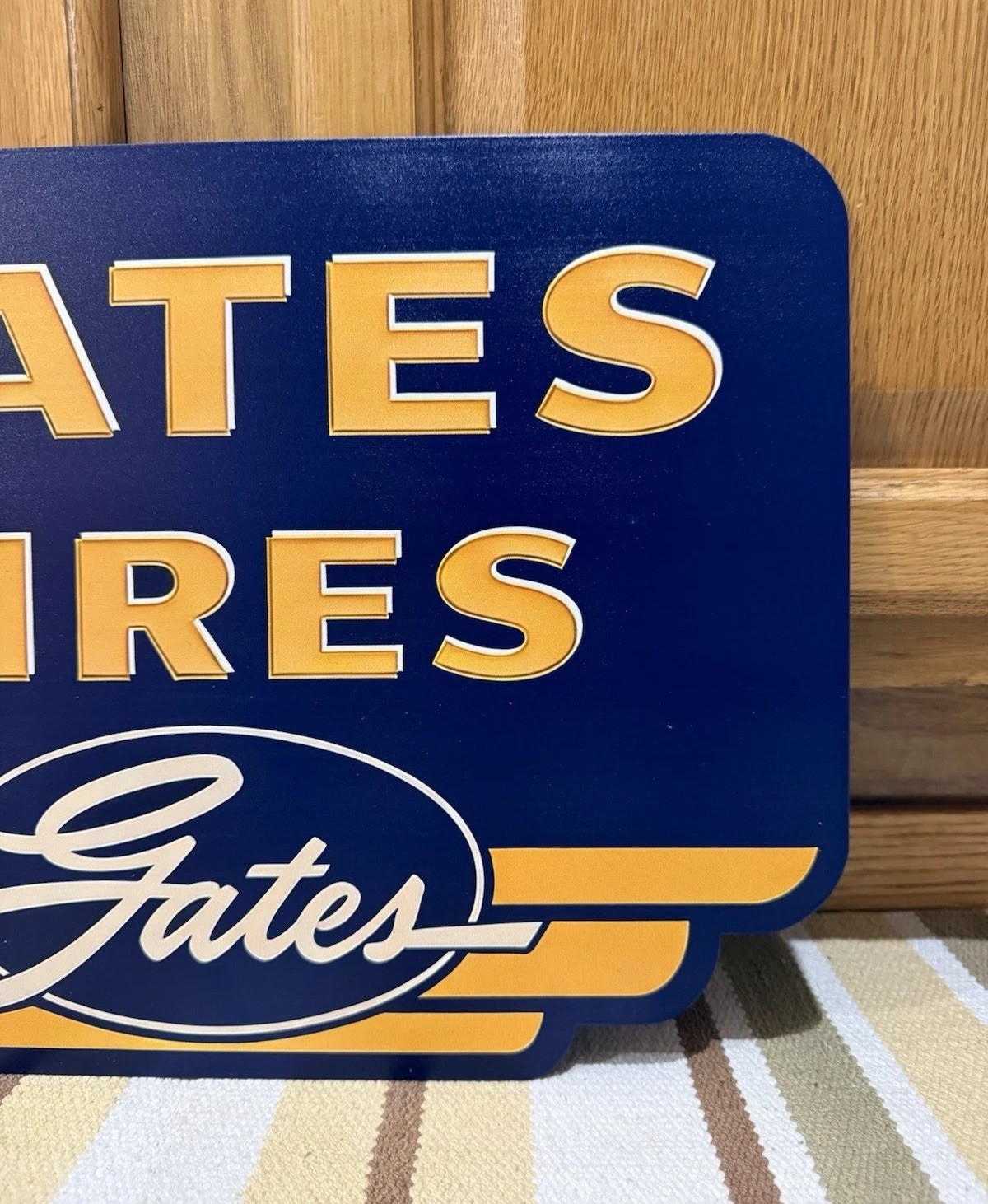 Gates Tires Flange Sign Gas Oil Garage Double Sided Vintage Style Wall Decor