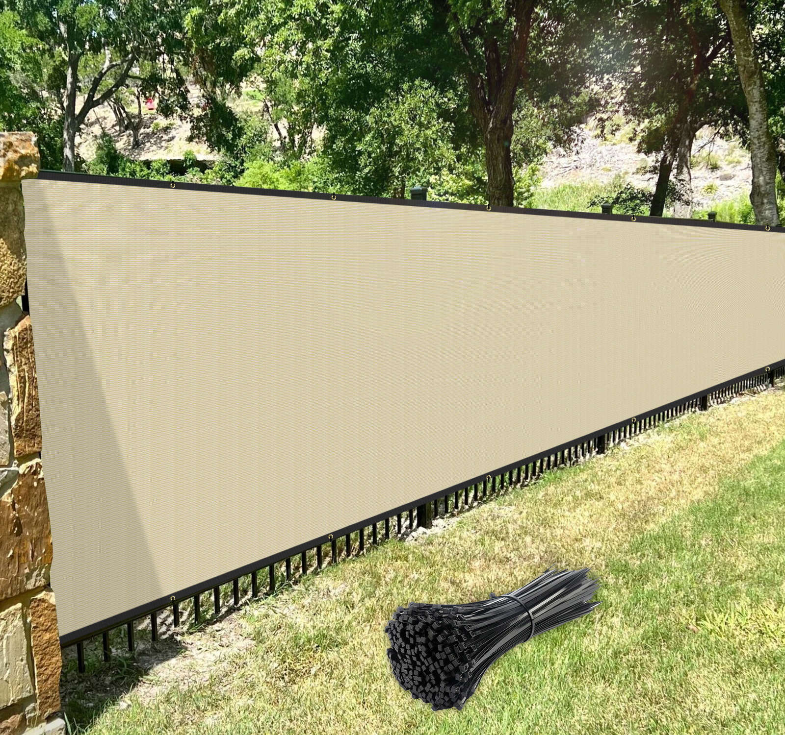 4' 5' 6' 8' Tall Privacy Fence Screen Beige Windscreen Yard Shade Mesh Cover