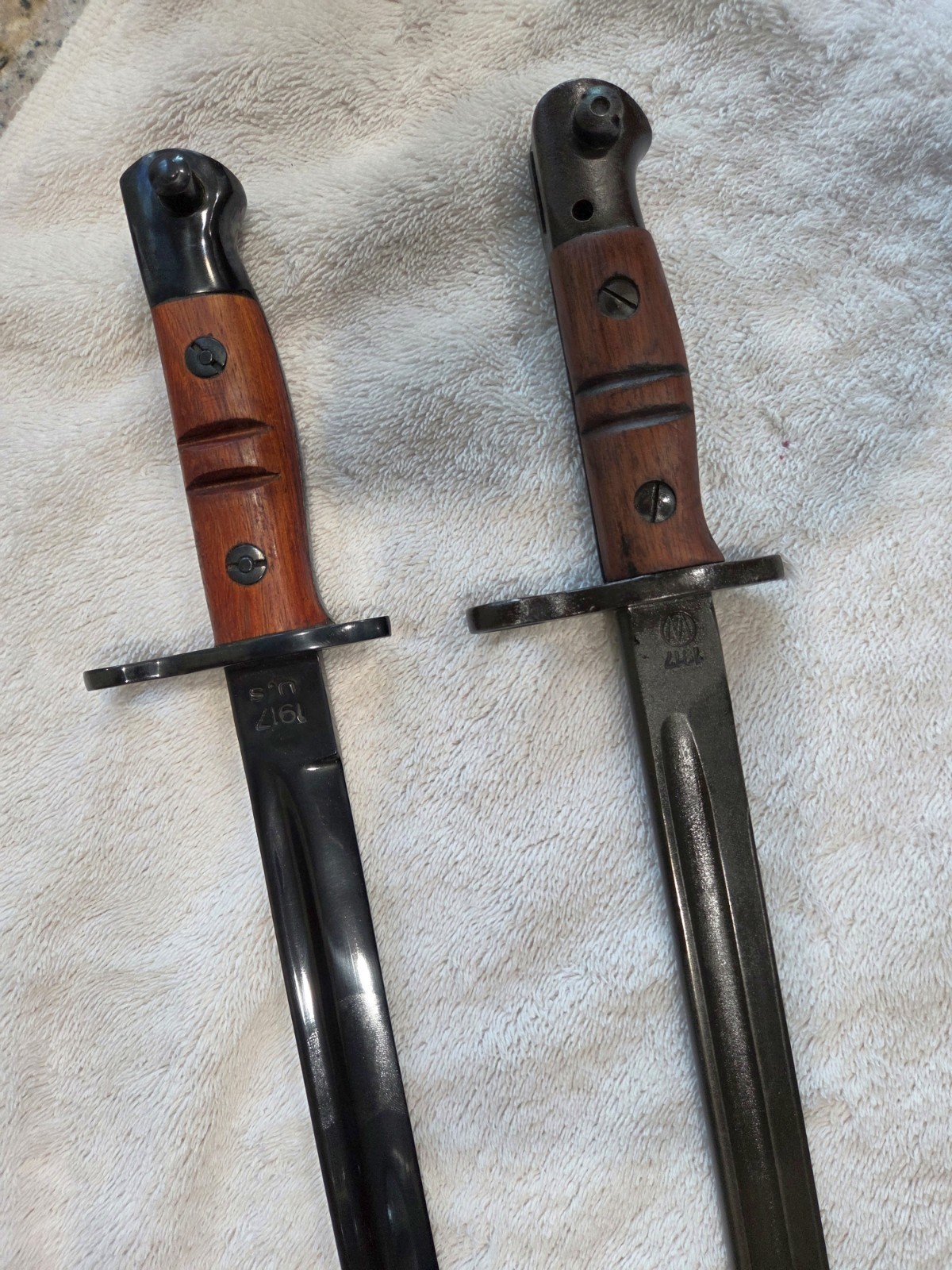 Real U.S. WWI Winchester Built M1917 Enfield Bayonet and a Repro also