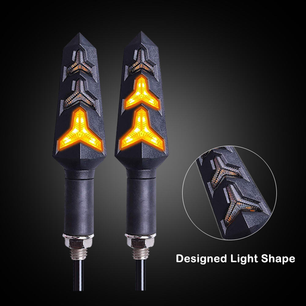 4X Sequential Motorcycle LED Turn Signals Flowing Water Blinker Lights indicator