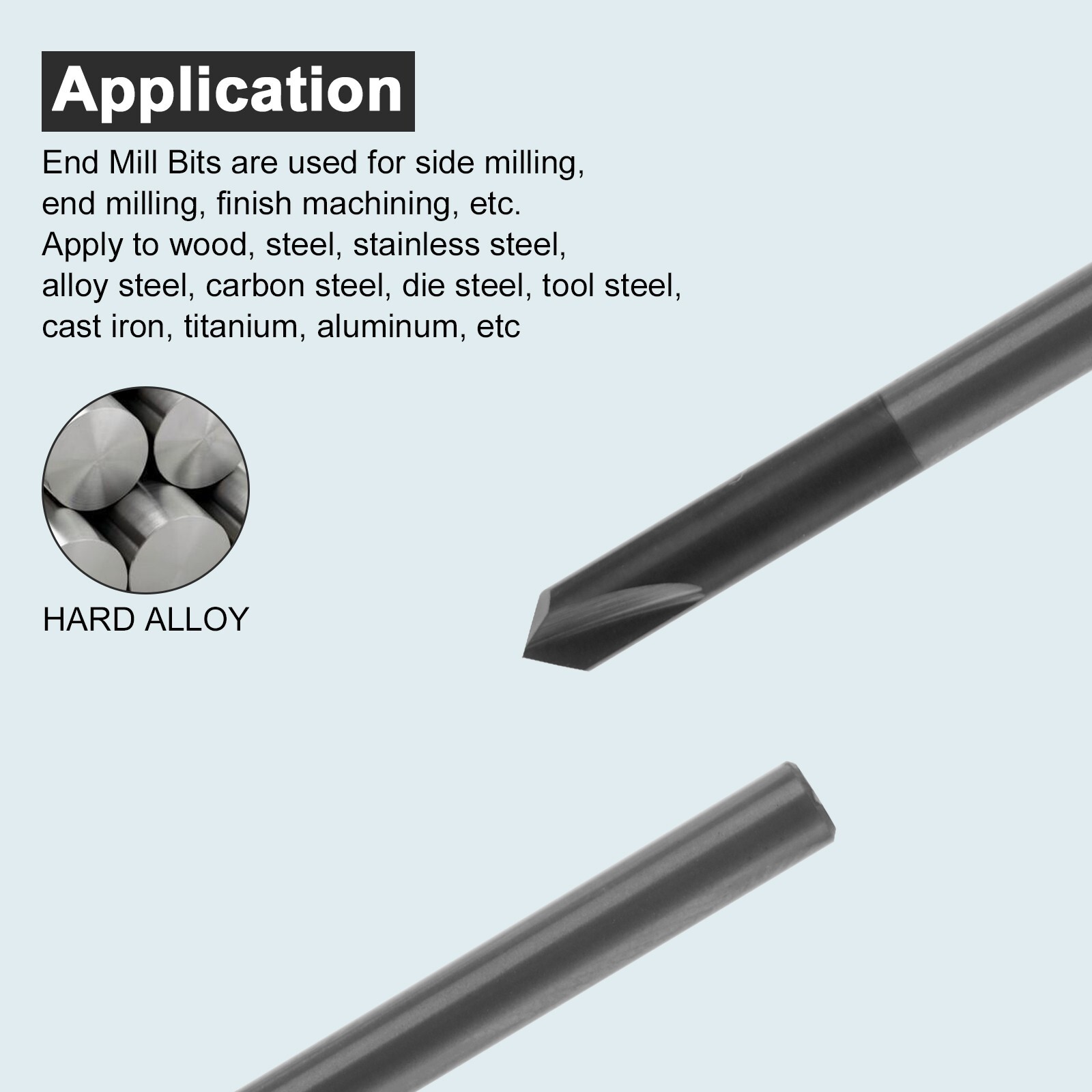 10PCS 90 Degree 2 flute 1/8" x 1-1/2" Solid Carbide Chamfer Mills - AlTiN Coated
